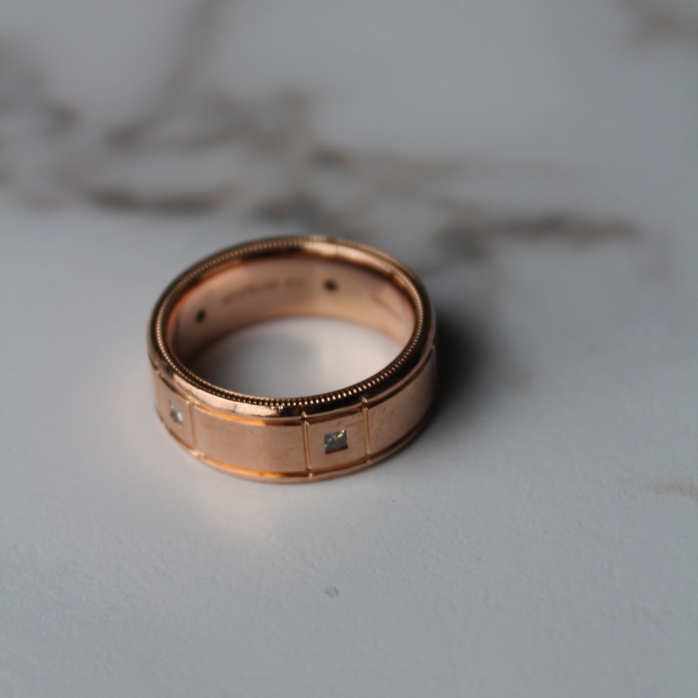 Verragio Gent's 14Karat Rose Gold Comfort-Fit Diamond Wedding Band With Diamonds